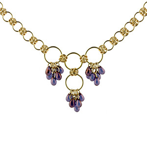 amethyst rain tear drops chain maille necklace kit weave got maille