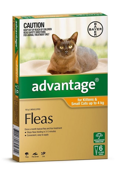 Advantage Flea Treatment For Cats under 4kg, 6 pack (6 monthly treatments)
