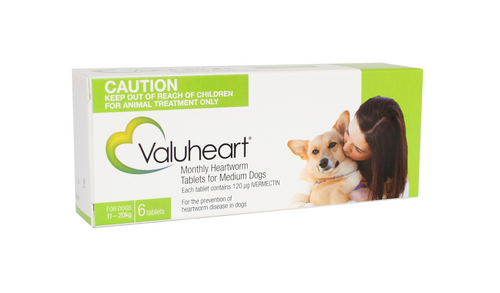 Valuheart Heartworm Tablets for Medium Dogs Up to 11-20kg – 6 Pack