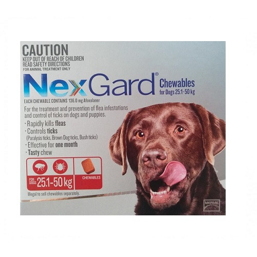 NexGard Flea and Tick Treatment in a tasty Chew for Large Dogs 25 - 50 kg 6 Pack