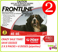 Frontline Plus for large dogs 40 - 60 kg ON SALE FREE POST