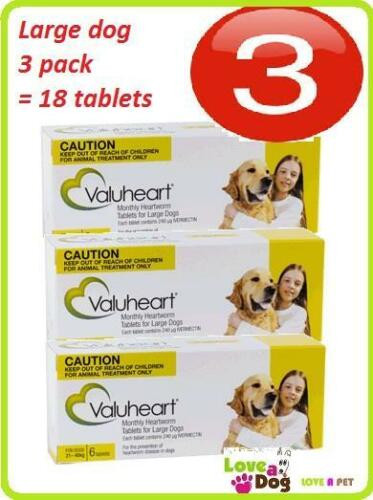 Valuheart Heartworm Tablets- Gold for Large Dogs -21-40KG - 3 Pack = 18  TABLETS - Love A Dog