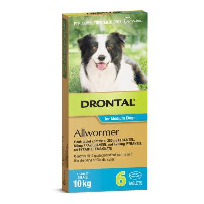 Drontal Tablets for Medium Dogs 10kg 6's