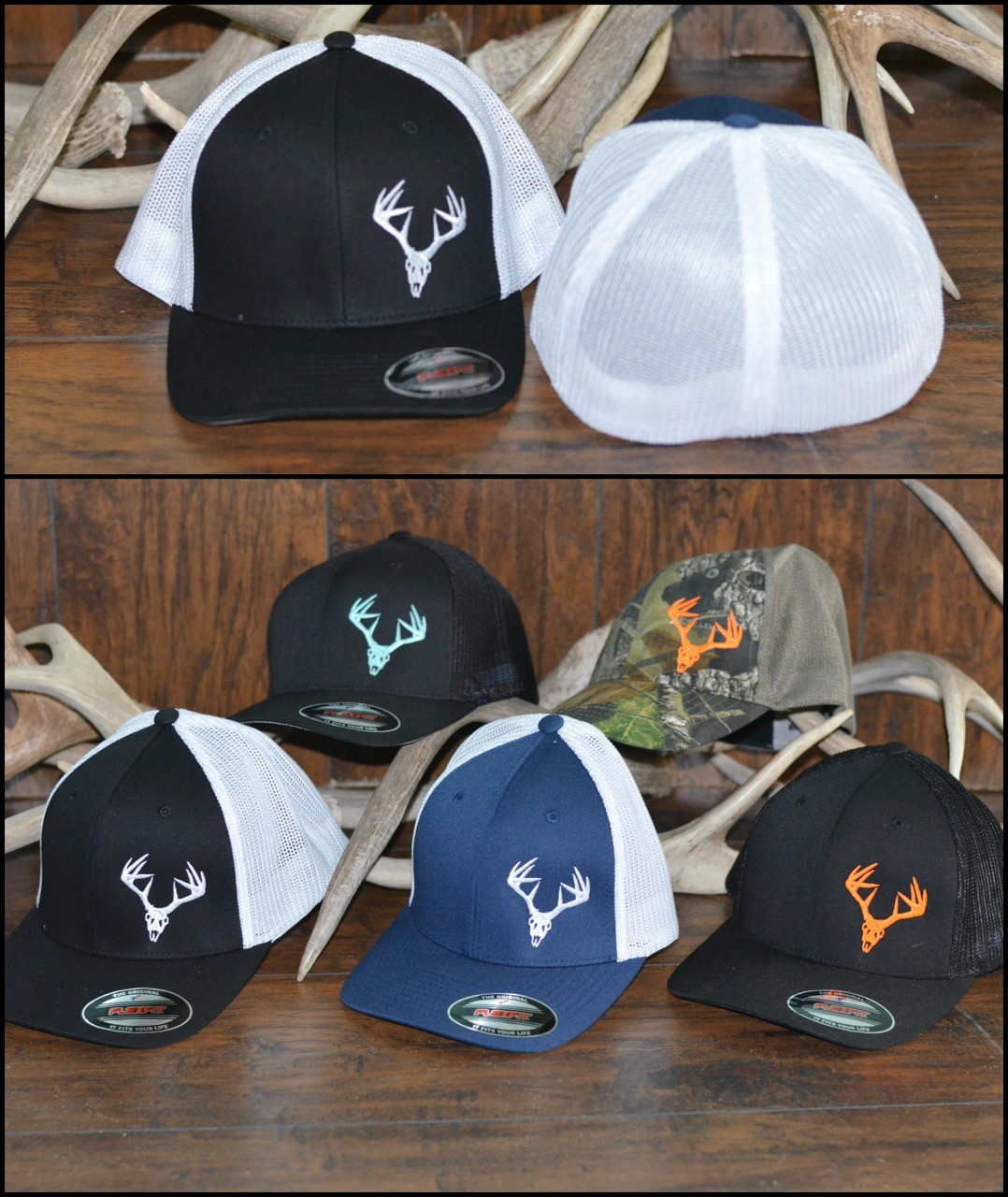 Flexfit mesh back deer skull caps 