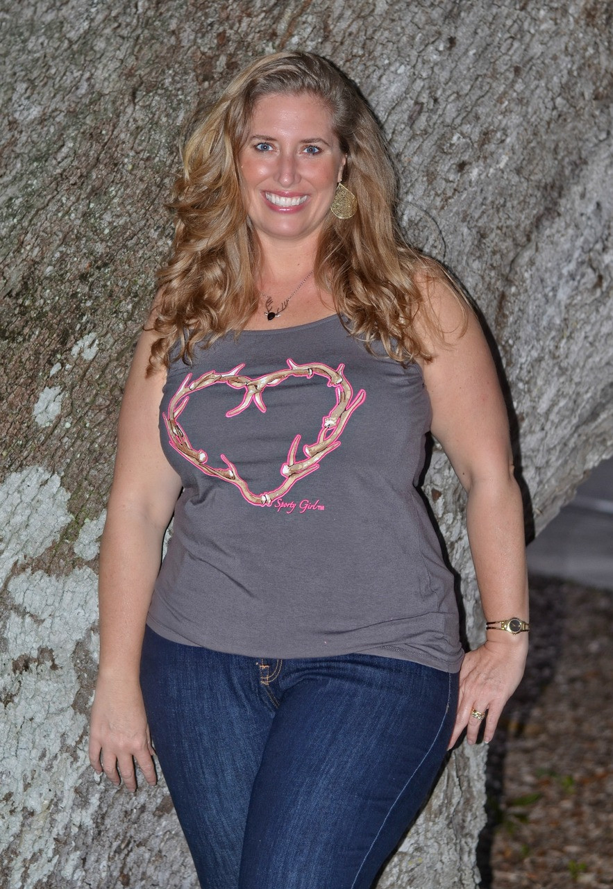 Gray Plus Size 4X-6X heart antler hunting tank top - Sporty Girl