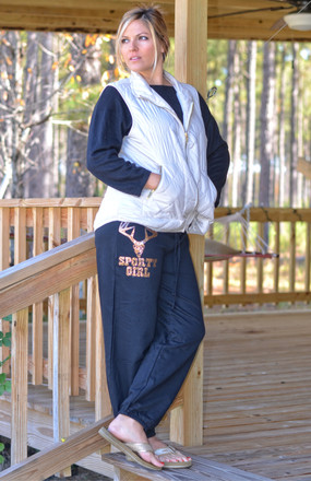 brown glitter deer skull hunting sweatpants