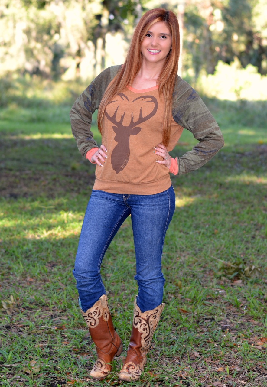 fall deer season hunting clothing womens camo deer shirt longsleeve ...