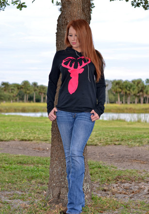 heart buck hoodie pink sleeve lightweight hunting cute womens