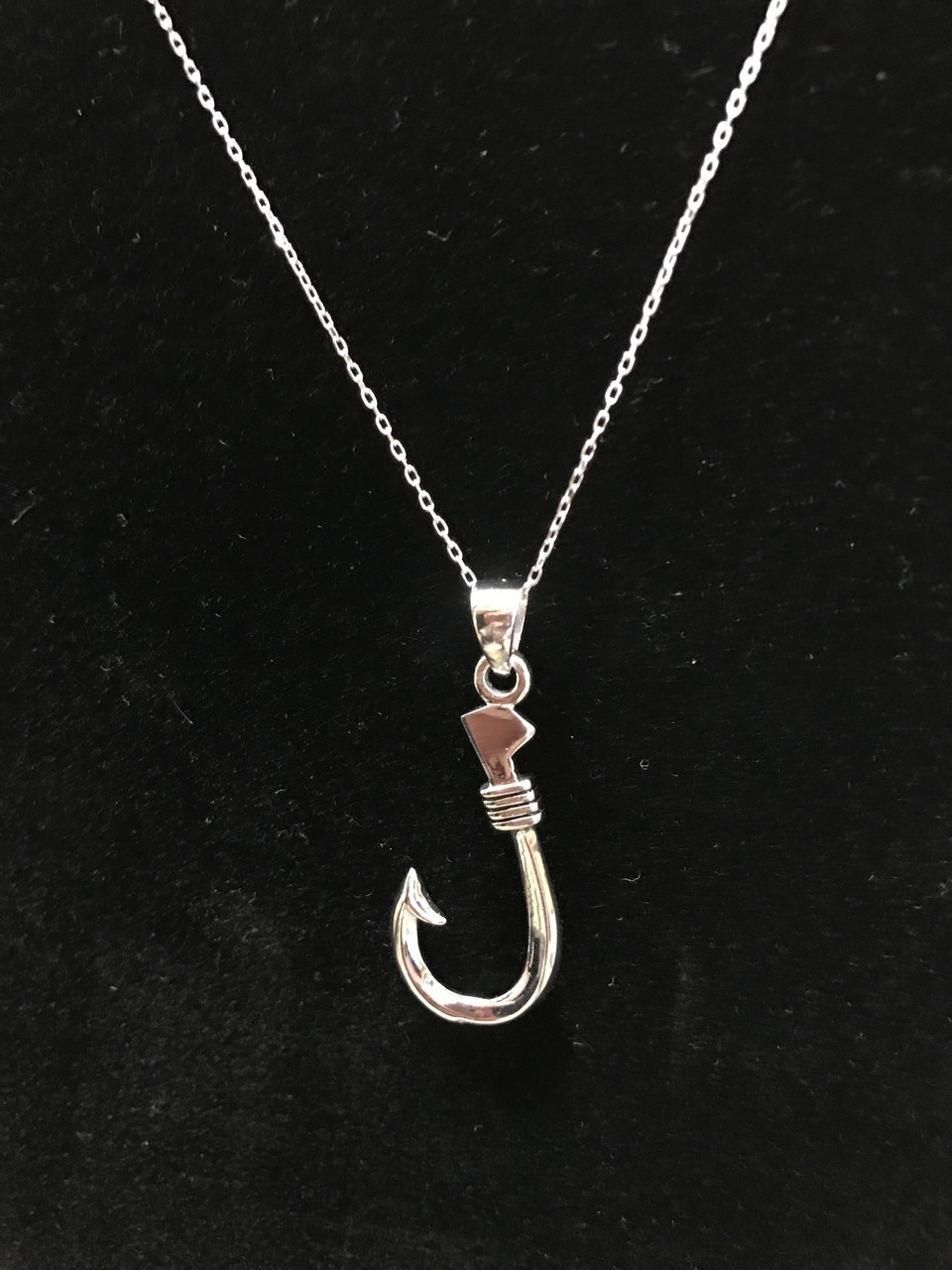Sterling Silver Fish Hook Necklace - Sporty Girl Apparel