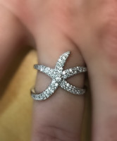  sterling silver adjustable STARFISH wrap around  ring 