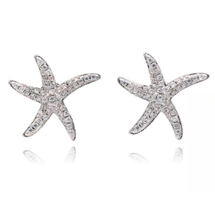 sterling silver starfish crystal earrings - Sporty Girl Apparel