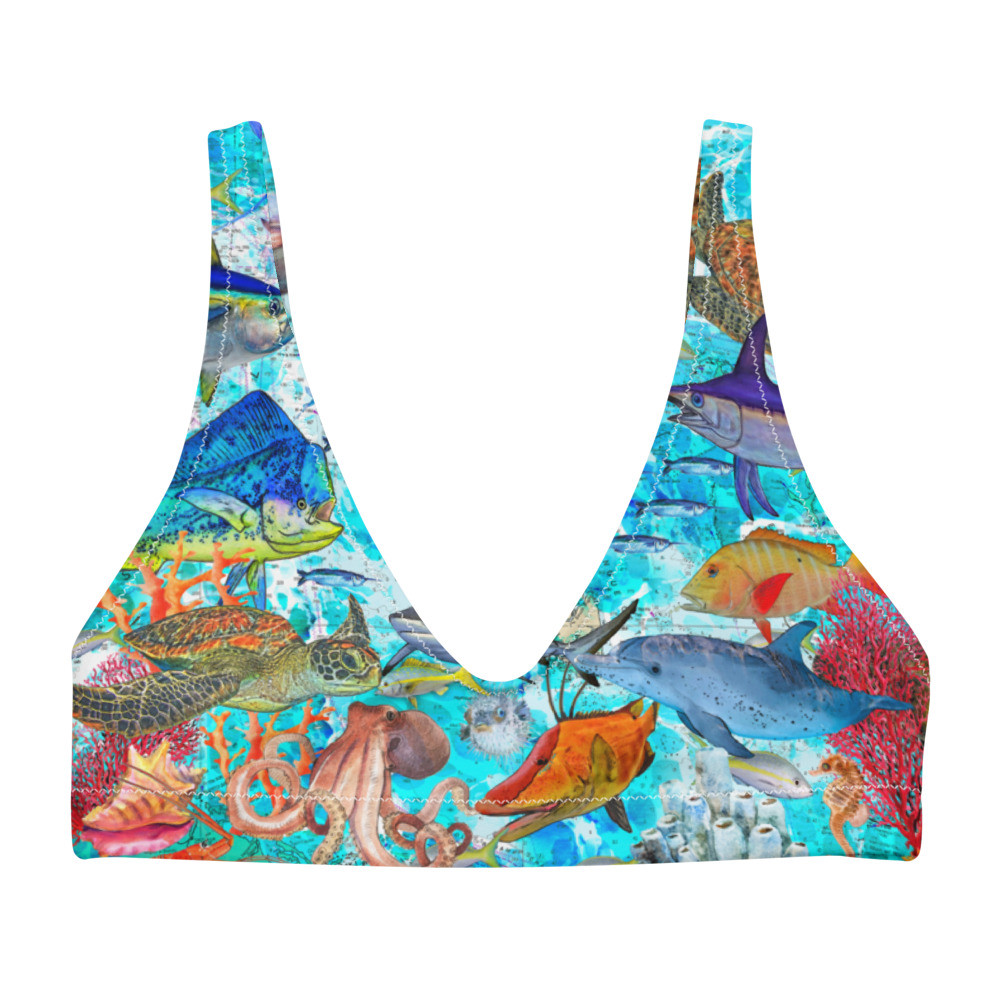 padded bikini top FISH REEF PRINT - Sporty Girl Apparel