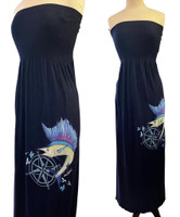 NAVY ONESIZE TUBETOP MAXI sailfish dress