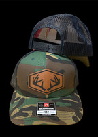 Camo snapback ANTLER LEATHER PATCH hat