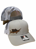 Copy of Gray with gray camo mesh back  LEATHER SAILFISH patch SNAPBACK hat