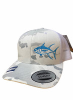 white camo tuna snap back hat