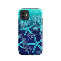Dip Dye starfish and seahorse Tough iPhone case