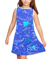 Purple Nautical sealife little girls dress