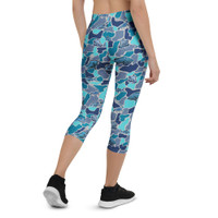 BLUE camo  reef fish Capri Leggings