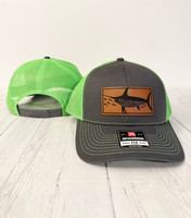 SWORDFISH- Neon green mesh back snapback hat.