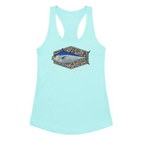 Blue fin -camo fitted racerback tank top