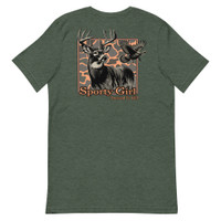 Sporty Girl orange camo buck and turkey- Unisex t-shirt -