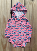 Watermelon Pink fish BABY Hoodie Sun Protection longsleeve onesie 
