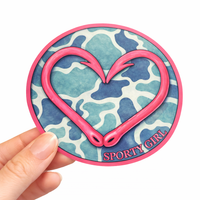 3.5  inch inch wide circle BLUE CAMO heart hook
