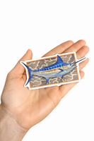 4.5  inch Wide Blue marlin with camo and orange trim