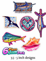 6 piece sticker pack - Fishing Girl PACK