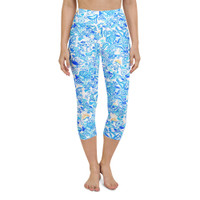 Seashell Sharktooth and sunshine capri yoga legging 