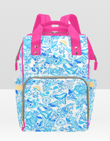 Seashell, sharktooth and Sunshine backpack -   Multi-Function Backpack or diaper bag