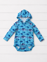 BABY Hoodie Sun Protection longsleeve onesie  BLUE TUNA