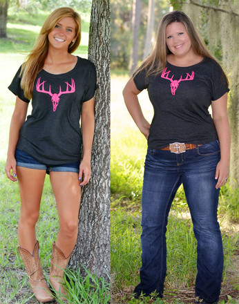 Womens neon pink deer hunting shirt
