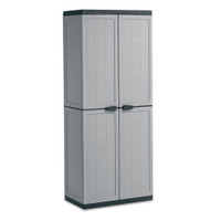 Jolly - Double Door Plastic Utility Storage Cabinet with 3 Adjustable Shelves - 68 x 39 x 166 Cm - Grey - KIS-009598GL