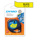 Dymo 91332 1/2" (12 mm) x 13' Black on Hyper Yellow Polyester LetraTAG Tape