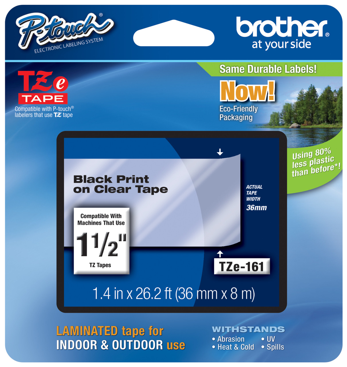 Brother TZ-161 Black On Clear P-touch Tape TZ161