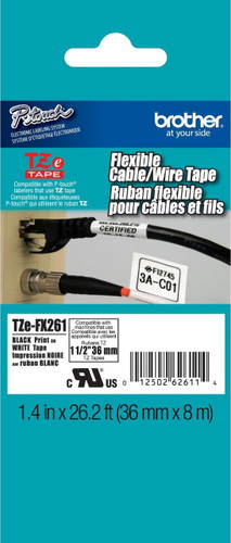 TZeFX261 Black On White Flexible PTouch Tape