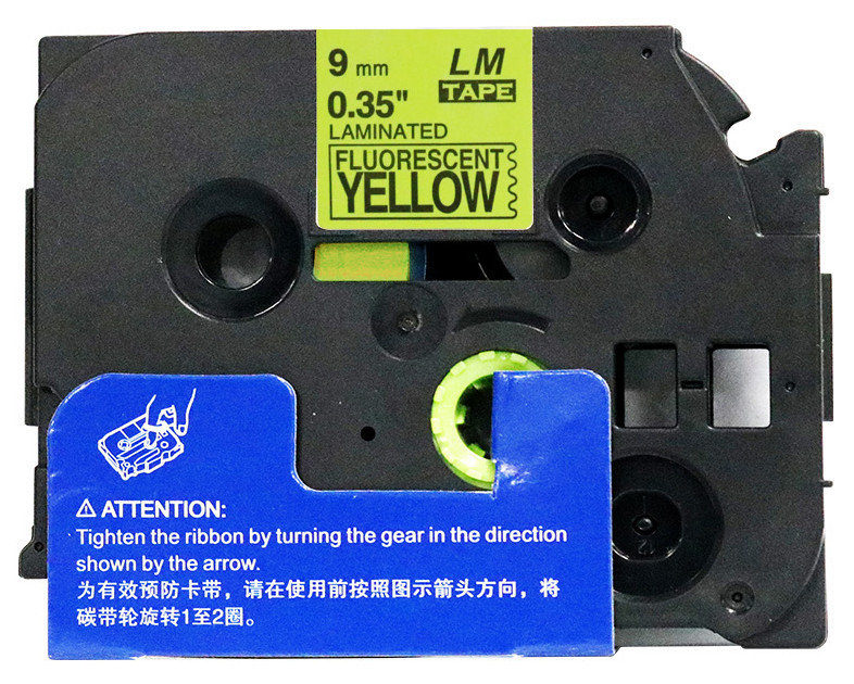 TZ-C21 Black on Fluo Yellow Label Tape 9mm 8m Compatibel for Brother TZe-C21 