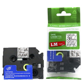 Compatible Black On Clear P-touch Tape 36mm