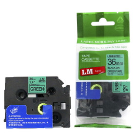 Compatible Black On Green P-touch Tape 36mm