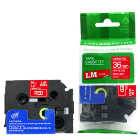 LME465 white lettering on red label tape
