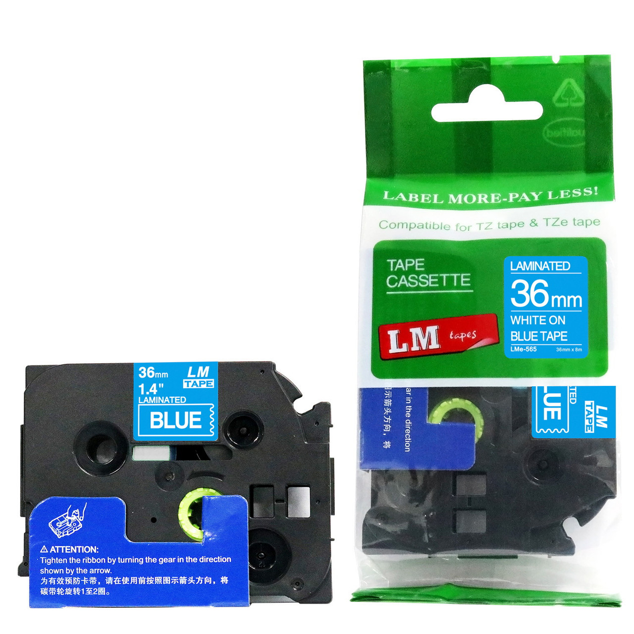 8m Blue on Clear Label Tape TZ 163 Tze 163 Compatible for Brother P-Touch 36mm 