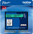 Brother TZe731 1/2 In. Black On Green P-touch Tape, 12mm Label