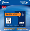 Brother TZeB31 1/2 In. Black On Bright Orange P-touch Tape, 12mm Label