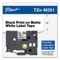 Brother TZeM251 1 In. Black On Matte White P-touch Tape