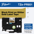 Brother TZePR851 1 In. Black On Glitter Gold P-touch Tape