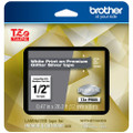 Brother TZePR935 1/2 In. White on Glitter Silver P-touch Tape