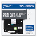Brother TZePR955 1 In. White On Glitter Silver P-touch Tape