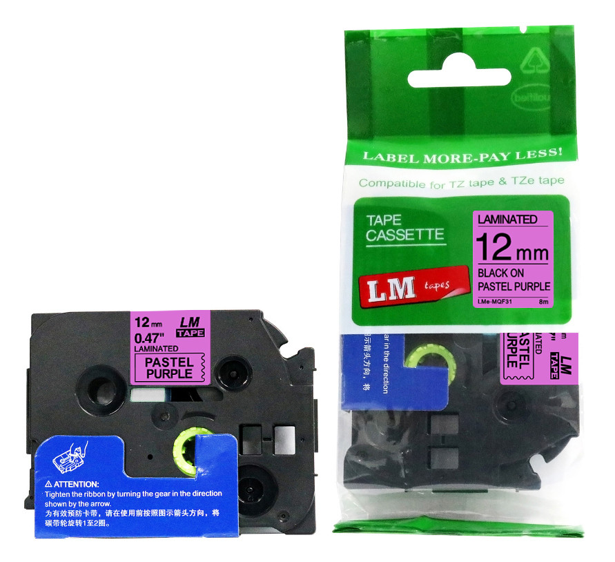LM Tape LMeMQF31 Compatible 1/2 Black On Pastel Purple P